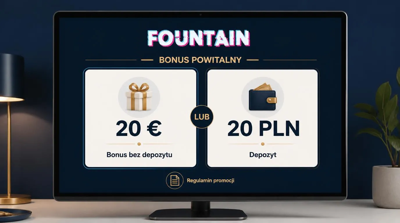 Dwa panele oferty powitalnej z bonusem 20 € bez depozytu i osobno wskazaną wpłatą 20 PLN